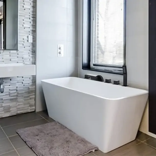 Robinet de baignoire cascade en laiton noir – vue 3