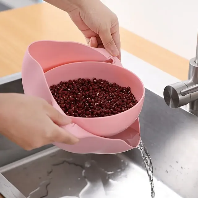 Égouttoir à légumes double couche avec poignée – vue 3