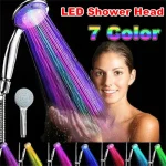 Pommeau de douche LED 7 couleurs, pommeau de douche romantique à changement de couleur automatique, économie d&rsquo;eau, buse de pulvérisation à main, fourniture de salle de bains