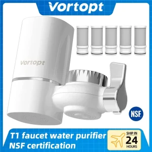 Filtre à eau pour robinet Vortopt certifié NSF International, un ensemble de 5 cartouches filtrantes pour purifier 400 gallons d’eau Filtre à eau pour robinet Vortopt certifié NSF International, un ensemble de 5 cartouches filtrantes pour purifier 400 gallons d’eau