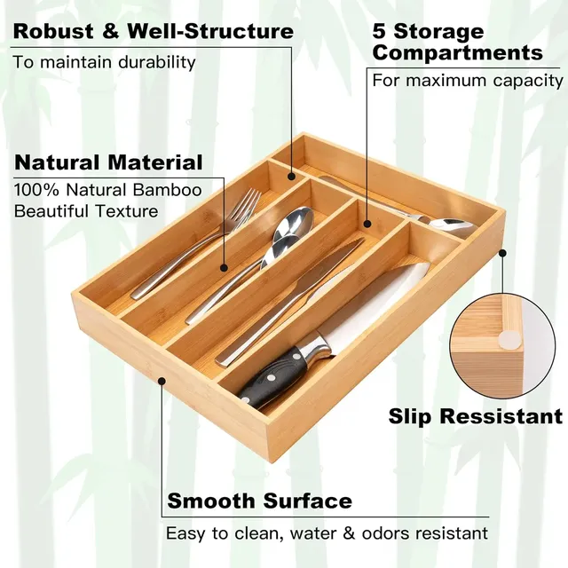 Organisateur tiroir argenterie bambou naturel… – vue 3