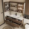 Meuble vasque mural moderne noyer massif planvasque… – vue 2