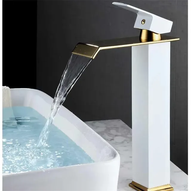 Robinet de lavabo Robinet cascade doré et noir Robinet… – vue 7
