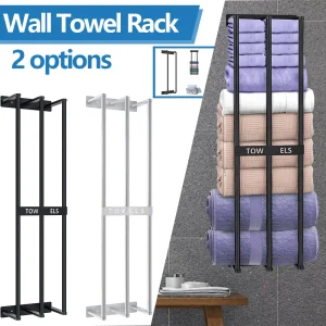 Porte-serviettes mural porte-tour de bain pour salle de bain étagère pour gant de toilette en acier inoxydable organisateur de rangement de serviettes pour la maison salle de bain blanchisserie