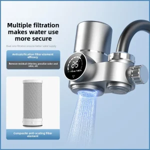 Filtre à eau de robinet intelligent-filtre en céramique amovible pour eau potable pure, purificateur d&rsquo;eau domestique anti-échelle pour cuisine et salle de bain