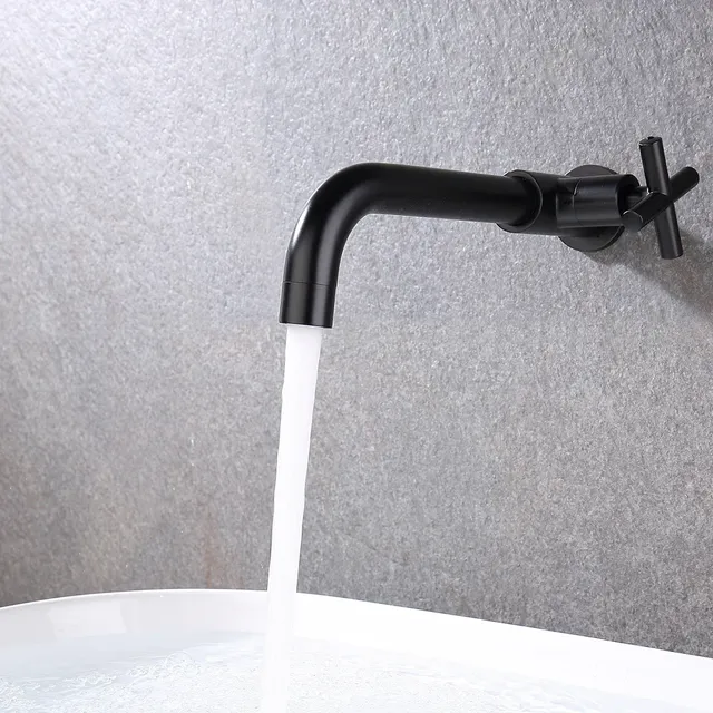 Robinet mural lavabo froid laiton brossé noir mat chrome… – vue 3