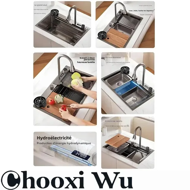 CHOOXIWU-Grand évier de cuisine en acier inoxydable avec… – vue 4