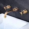 Robinet mural laiton antique brossé victorien lavabo… – vue 4