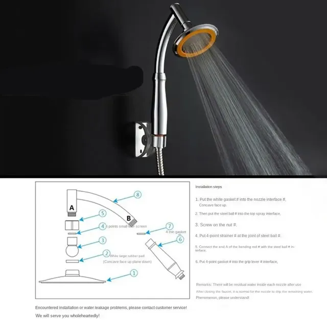 Pommeau douche ronde réglable pluie haute pression… – vue 4