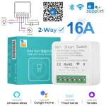 Mini interrupteur intelligent WiFi DIY Tech, maison intelligente, tournesol, nous-mêmes avec Alexa, Google Alice, eWeLink, 16A, 2 voies