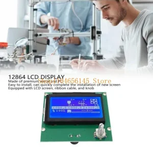 Module affichage LCD 12864 métallique rétroéclairé bleu encodeur rotatif bouton renforcé fixation 90x94mm antiinterférence antirayures compatible imprimante3S imprimante3X