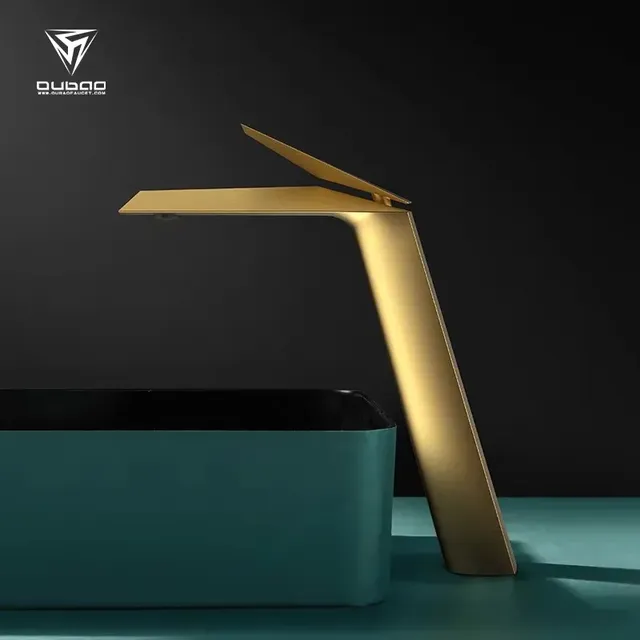 Robinet lavabo laiton massif brossé doré PVD monotrou… – vue 3