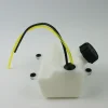 réservoir carburant plastique blanc bouchon noir fileté tuyaux flexibles joints caoutchouc pattes fixation remplacement compatible Rovan Kingmotor HPI Baja5B Baja5T