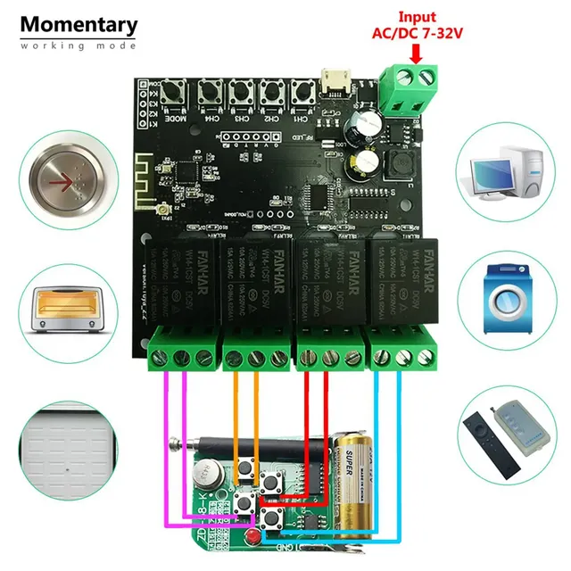 FULL-2X 4CH Tuya commutateur Wifi Module de commutation… – vue 3