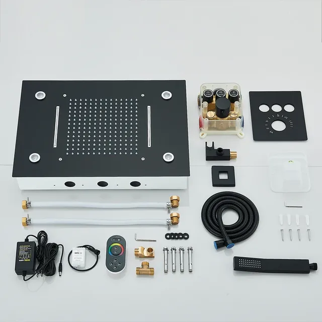 Ensemble de système de douche de pluie thermostatique à… – vue 4