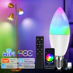 Tuya – ampoule LED WiFi intelligente E14, 5/7/9/220V, avec télécommande RF 2.4G, application Tuya Smart Life, commande vocale, Alexa Google Home