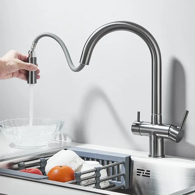 Robinet de cuisine filtré pistolet gris extractible… – vue 3