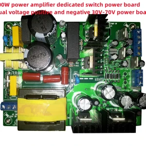 Carte alimentation découpage amplificateur 500W bipolaire symétrique tensions 30V 70V module compacte PCB FR4 condensateurs électrolytiques faible ondulation haute efficacité Carte alimentation découpage amplificateur 500W bipolaire symétrique tensions 30V 70V module compacte PCB FR4 condensateurs électrolytiques faible ondulation haute efficacité