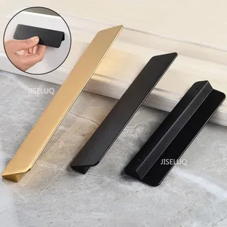 Poignée meuble cuisine moderne métal aluminium or brossé noir mat…