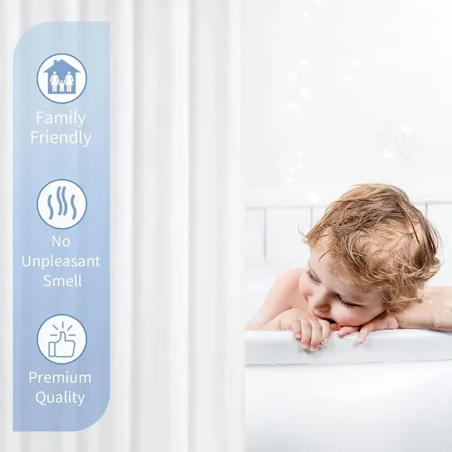 Rideau de bain blanc en polyester imperméable – vue 5