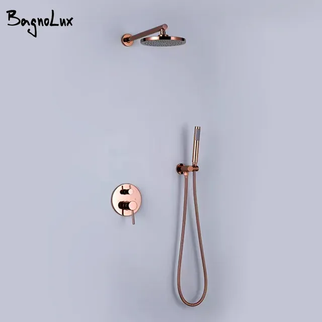 Ensemble de douche en laiton or rose poli