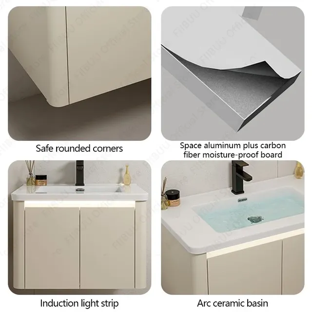 Meuble vasque suspendu trois portes monobloc blanc cuve… – vue 3