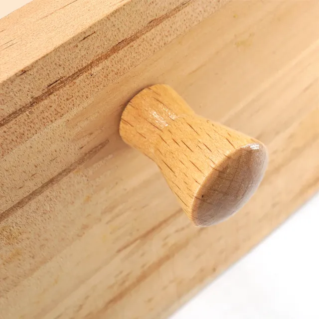 Mini bouton bois hêtre verni forme champignon surface… – vue 4