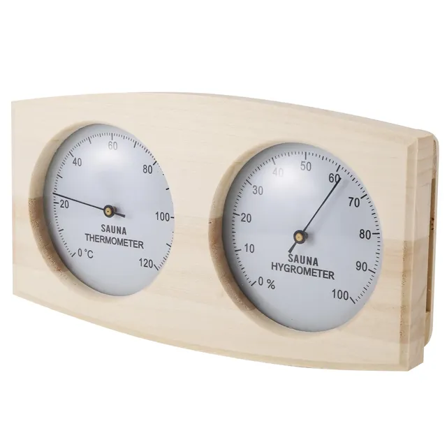 Thermomètre Hygromètre Sauna Bois Clair Mural Analogique… – vue 5