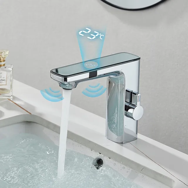 Robinet de lavabo à capteur intelligent blanc – vue 2