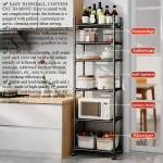 Étagère de cuisine à 6 niveaux, support de rangement pour micro-ondes domestique à plusieurs niveaux sur pied, étagère de rangement multifonctionnelle pour casseroles et poêles de four