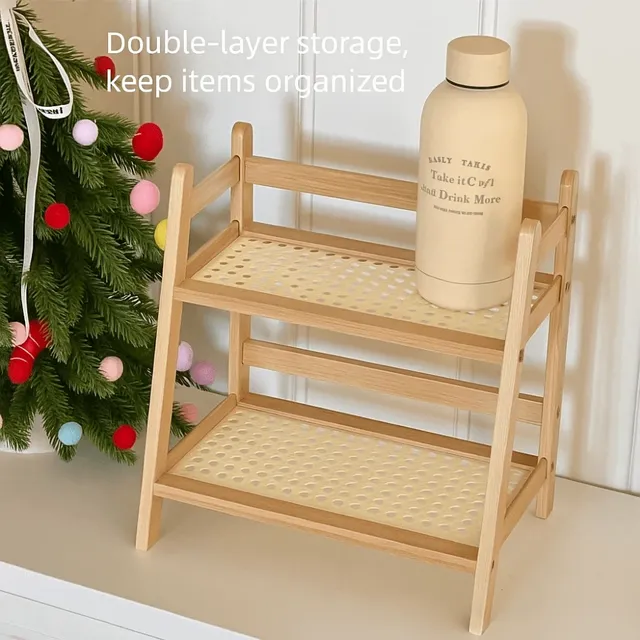 Étagère de rangement en bois à 2 niveaux