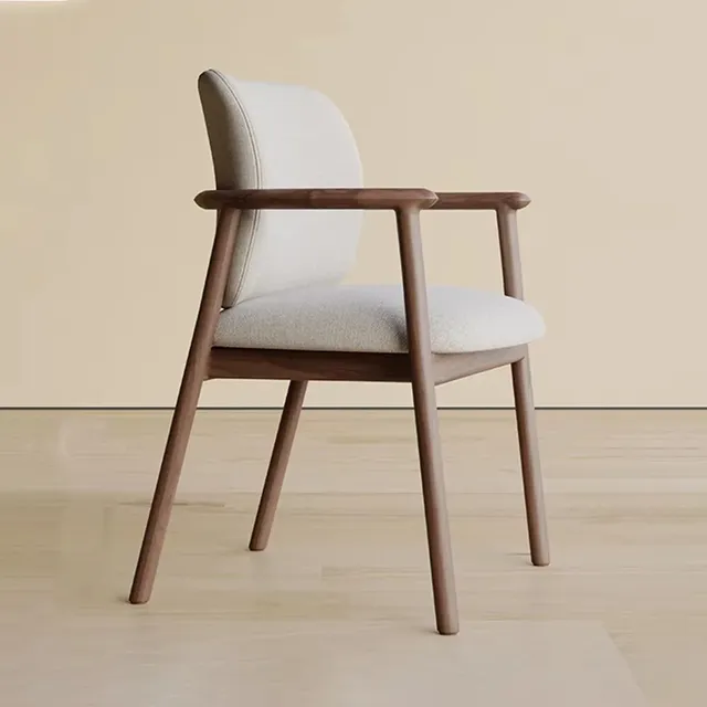 Chaise scandinave minimaliste rembourrée tissu beige… – vue 3