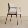 Chaise scandinave minimaliste rembourrée tissu beige… – vue 3