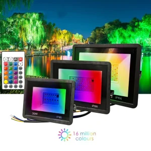 Projecteur LED RGB éclairage extérieur 220V 30W 50W 100W IP66 étanche extérieur RGB projecteur lampes éclairage paysager