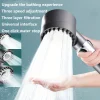 Pommeau douche haute pression trois modes filtration multicouche anticalcaire purificateur portable ergonomique antidérapant gris métallisé ABS anticorrosion économiseur massant antibactérien