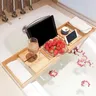 Plateau baignoire bambou extensible réglable porte verre… – vue 5