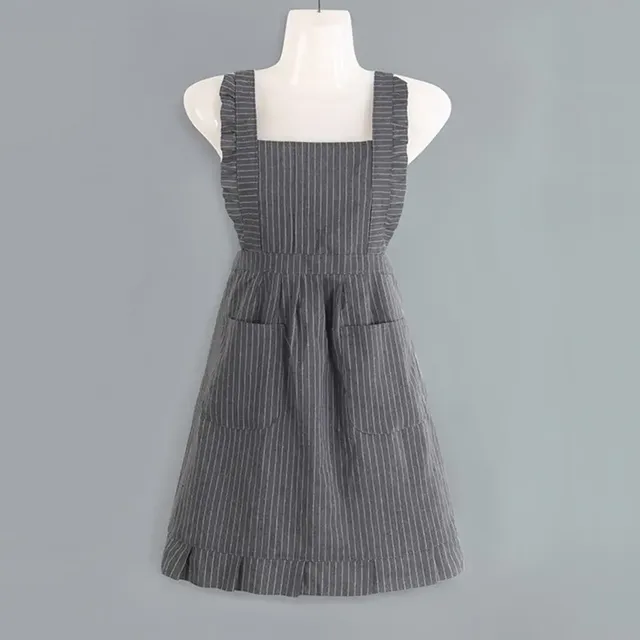 Tablier cuisine robe trapèze froncée bretelles larges… – vue 4