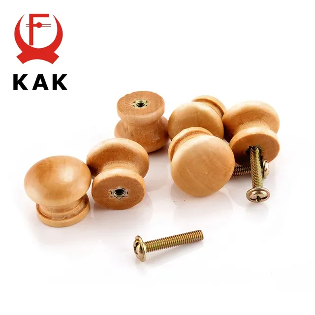 KAK 10 pièces bouton d'armoire en bois naturel rond…