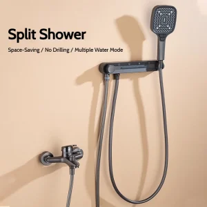 Ensemble de douche fendue pressurisée, sans poinçon, créativité Simple, cascade noire, montage mural, pluie, avec douchette à 4 fonctions
