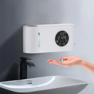 Distributeur automatique de savon mural avec capteur sans Contact (avec écran LED) pour salle de bain et cuisine Distributeur automatique de savon mural avec capteur sans Contact (avec écran LED) pour salle de bain et cuisine