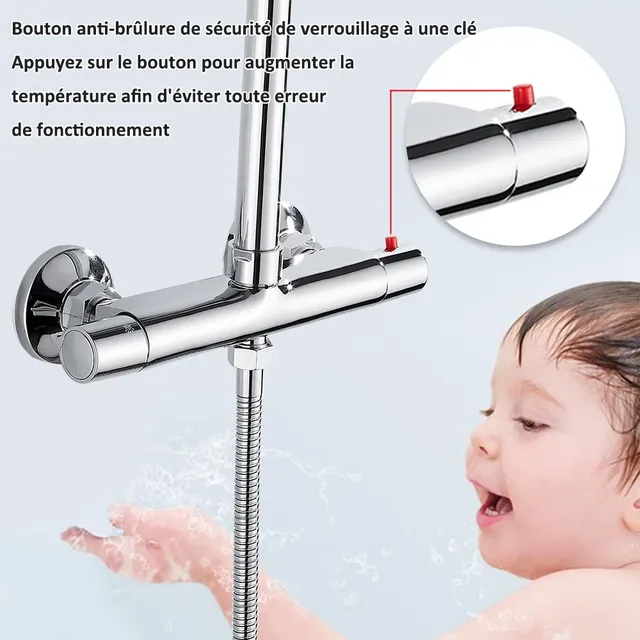 Mitigeur thermostatique douche mural laiton chromé… – vue 4
