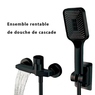 Pratique Noir Cascade Baignoire Robinet En Laiton Mur Monté Salle De…