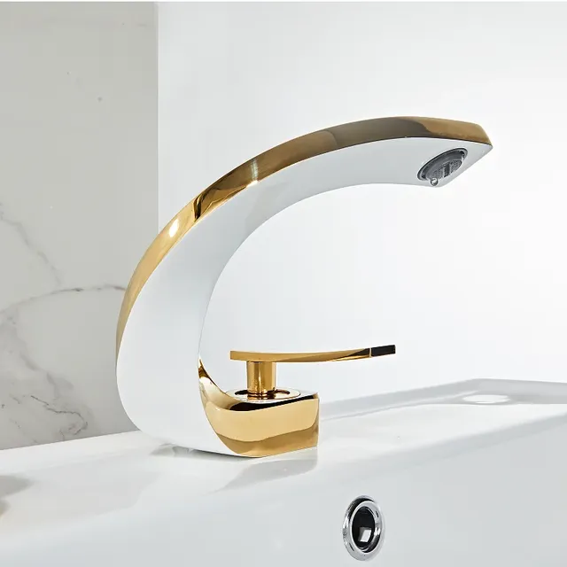 Robinet de salle de bains en laiton or blanc – vue 2