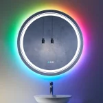 Miroir de salle de bain personnalisé LED intelligent de forme ronde murale RGB sans cadre miroir de salle de bain trempé
