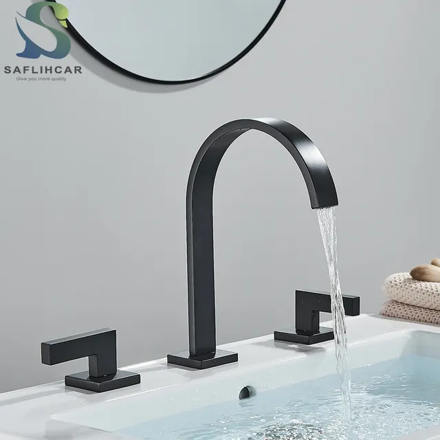 Robinet de lavabo de salle de bains noir – vue 2
