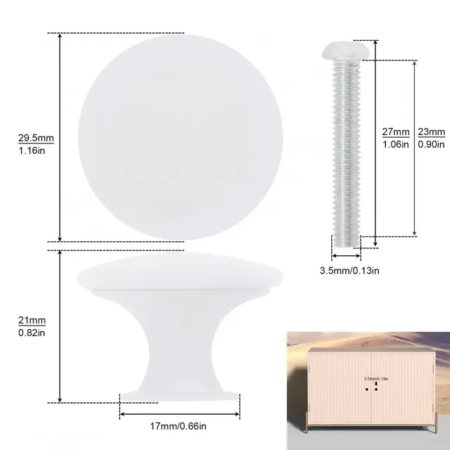 Bouton d'armoire rond à trou unique – vue 3