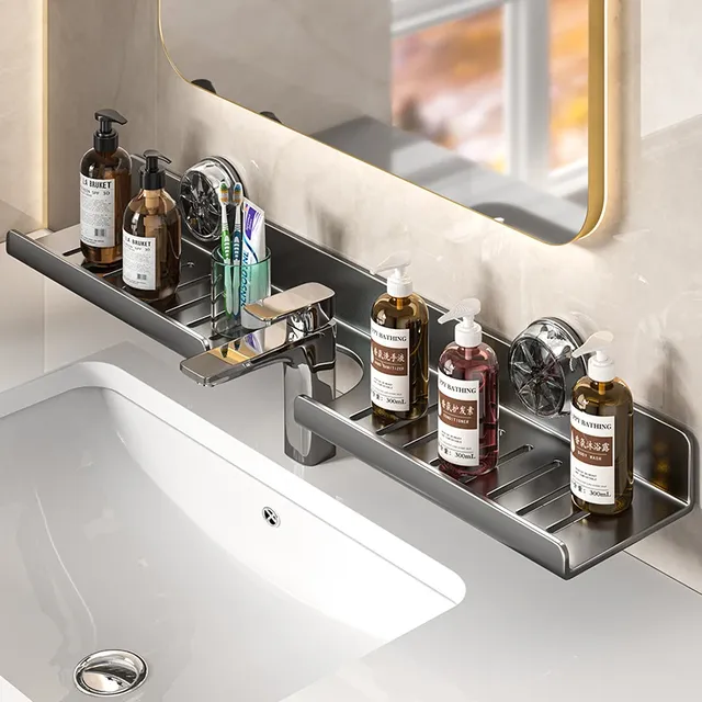 Étagère murale lavabo inoxydable brossé ventouse… – vue 2
