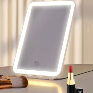 Miroir de maquillage pliant USB Charing, grossissant 10x, écran tactile, verre cosmétique, lumière LED, outil de Table de vanité de beauté pour chambre à coucher