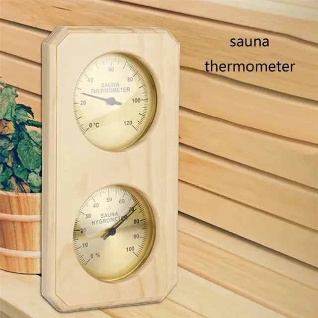 Thermomètre sauna bois hygrothermographe mural… – vue 2