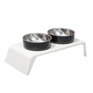 Bols doubles bol d&rsquo;eau de nourriture pour chat bol d&rsquo;alimentation pour animaux de compagnie surélevé détachable antidérapant avec support bol Stable à double usage pour chien chat ménage